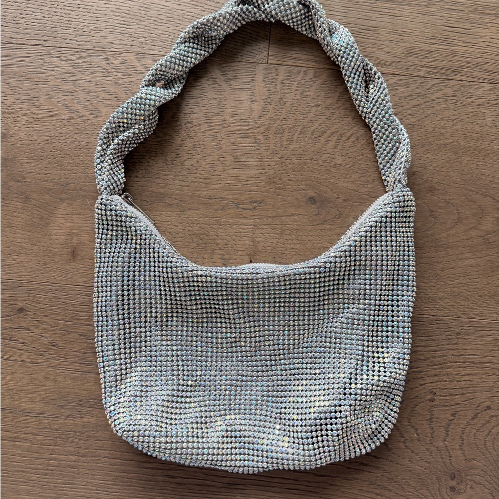 Zara Silver Rhinestone Shoulder Bag